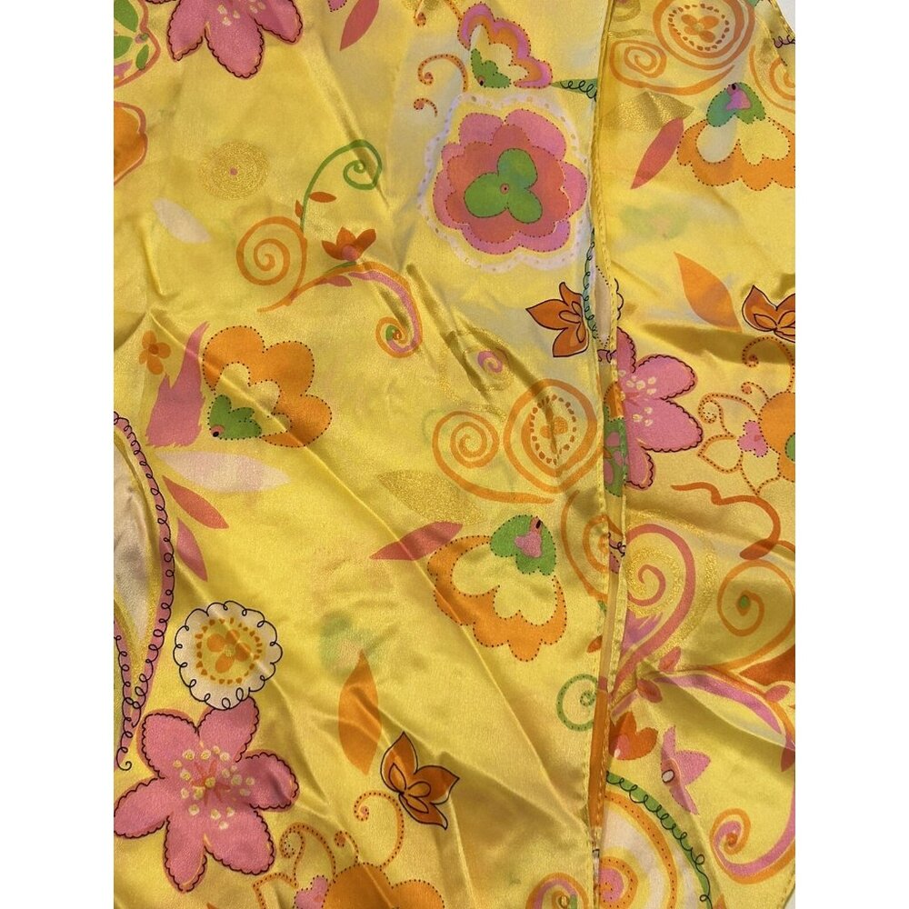 Cottagecore Yellow Floral Neck / Ponytail Scarf 65” x 8” Easter Spring Summer - Picture 2 of 6